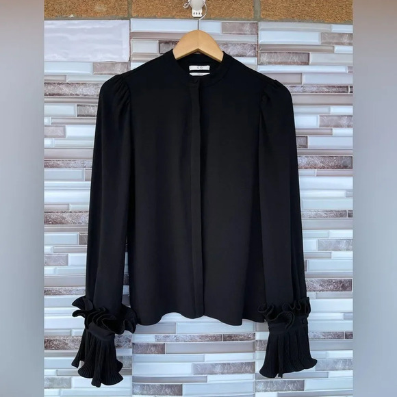 CO Japanese fabric pleated sleeve blouse size small - Picture 3 of 14